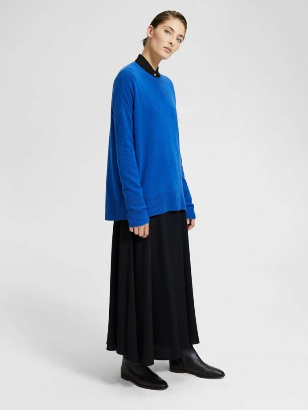 THEORY Karenia L Royal Blue 100% Cashmere Knit Oversized Sweater, Size P/S